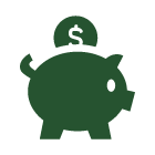 Piggy bank with a coin 